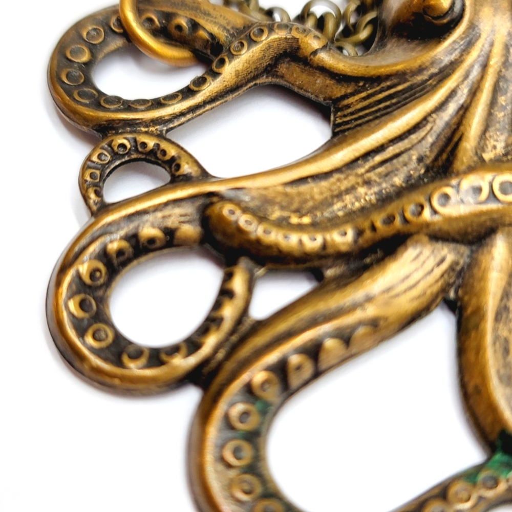 Steampunk Cosplay Sci-Fi Octopus Cthulu Squid Tentacles Brass Necklace Choker - Picture 7 of 12
